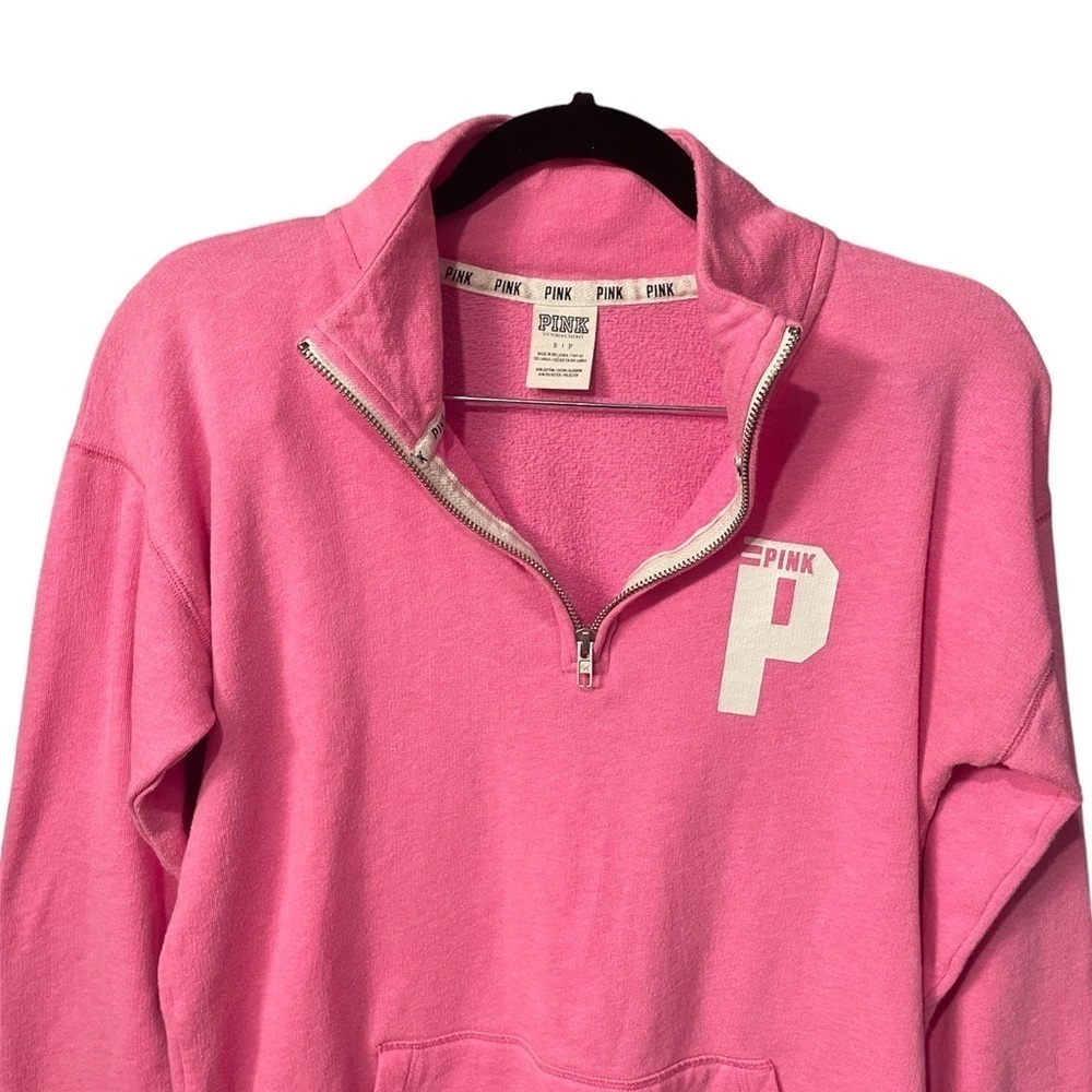 Pink Victoria's Secret 1/4 Zip Sweatshirt size S Pink Logo - Picture 6 of 11